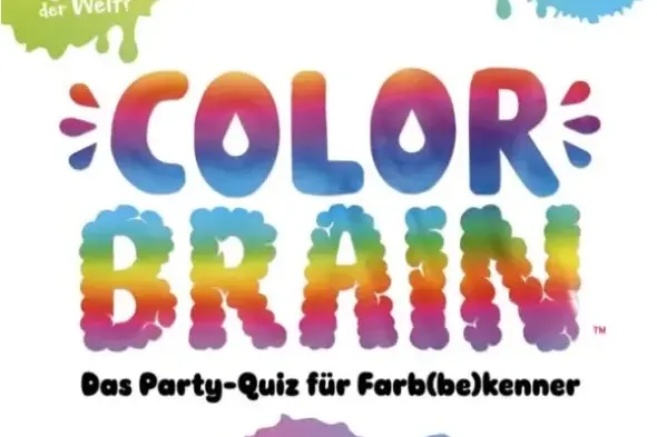 Der Karton ist weiß und in runden, bunten Buchstaben steht mittig “Color Brain”. Darunter in schwarz “Das Partyquiz für Farb(be)kenner.